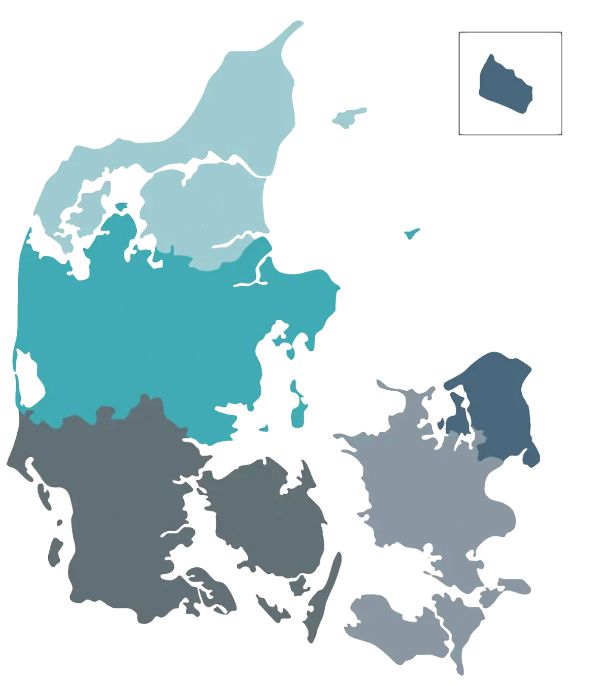 Kort over regioner i Danmark